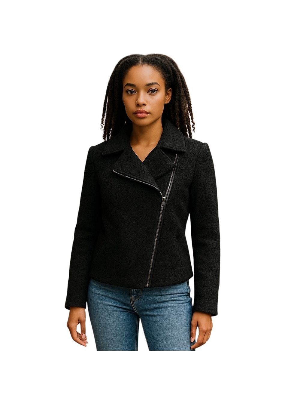 Moto Coat Jacket Size Small (4-6) Black Fall Winter Coat Jacket